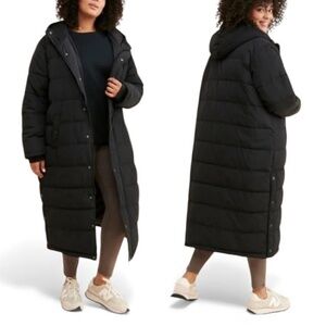 Universal Standard Everest Long Puffer Coat Black